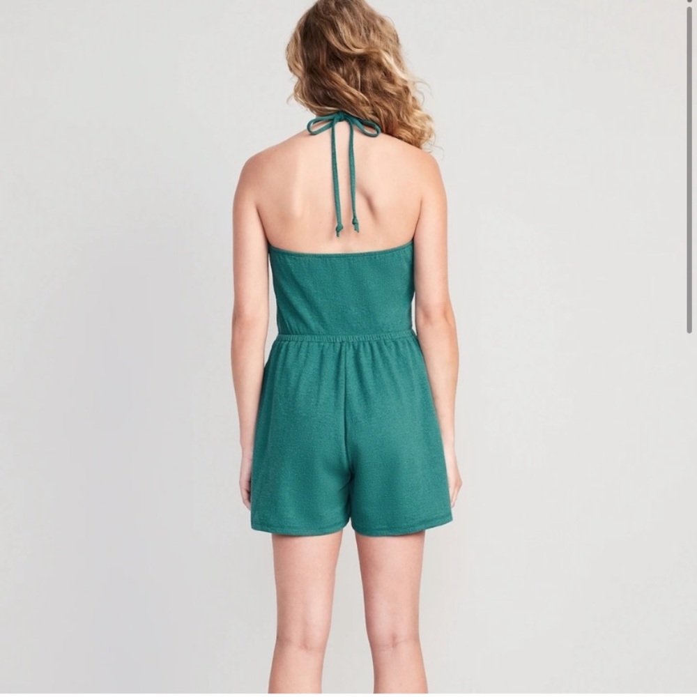 Old Navy ocean wave green wooden o-ring romper size medium - Picture 8 of 9